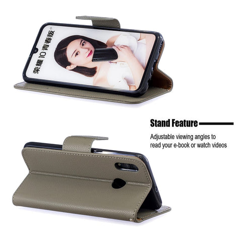 Litchi Skin Leather Wallet Protective Cover for Huawei P Smart (2019) / 10 Lite / Nova Lite 3 (Japan)