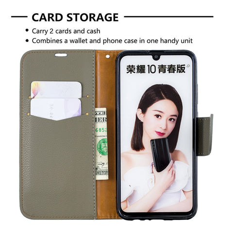 Litchi Skin Leather Wallet Protective Cover for Huawei P Smart (2019) / 10 Lite / Nova Lite 3 (Japan)