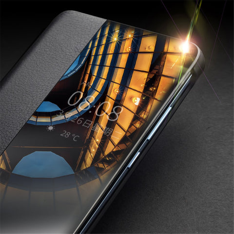 QIALINO for Huawei P30 Pro View Window Full Protection Cowhide Leather Smart Phone Case Cover