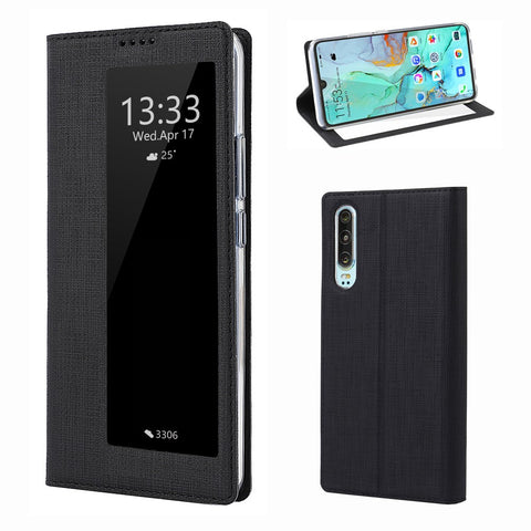 VILI DMX Folding Stand View Window Leather Phone Cover Case for Huawei P30