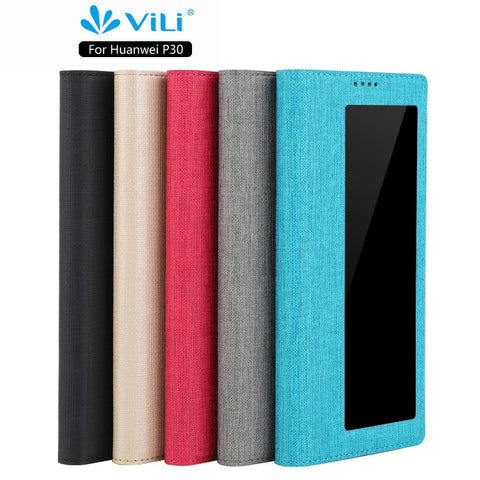 VILI DMX Folding Stand View Window Leather Phone Cover Case for Huawei P30