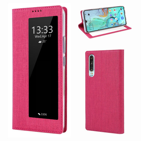 VILI DMX Folding Stand View Window Leather Phone Cover Case for Huawei P30