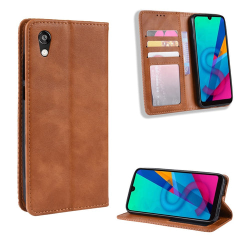 Auto-absorbed Vintage Style PU Leather Wallet Case for Huawei Honor 8S / Y5 (2019)