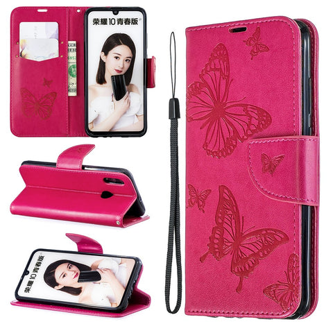 For Huawei P Smart (2019) / Honor 10 Lite PU Leather Imprint Butterflies Phone Case