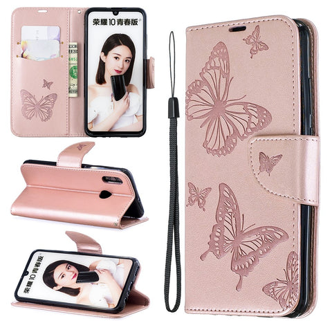 For Huawei P Smart (2019) / Honor 10 Lite PU Leather Imprint Butterflies Phone Case
