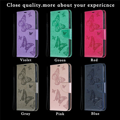 Imprint Butterfly Leather Wallet Case for Huawei Y7 (2019) / Y7 Prime (2019)