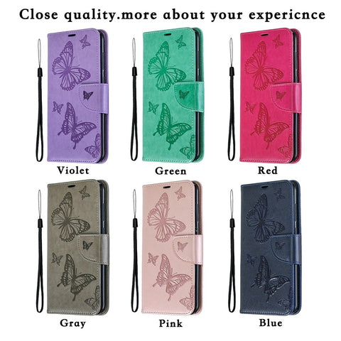 Imprint Butterfly Leather Wallet Case for Huawei Y7 (2019) / Y7 Prime (2019)