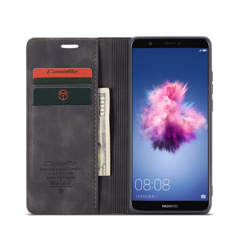 CASEME 013 Series Auto-absorbed PU Leather Wallet Stand Case for Huawei P Smart (2017) / Enjoy 7S