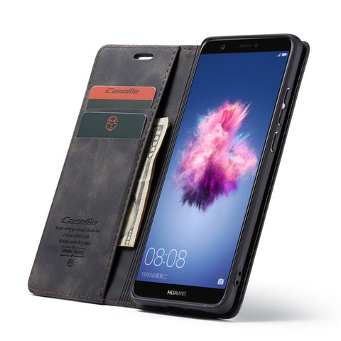 CASEME 013 Series Auto-absorbed PU Leather Wallet Stand Case for Huawei P Smart (2017) / Enjoy 7S