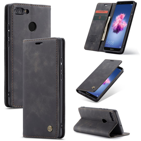 CASEME 013 Series Auto-absorbed PU Leather Wallet Stand Case for Huawei P Smart (2017) / Enjoy 7S