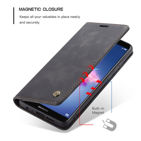 CASEME 013 Series Auto-absorbed PU Leather Wallet Stand Case for Huawei P Smart (2017) / Enjoy 7S