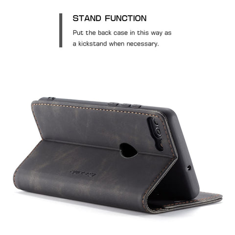 CASEME 013 Series Auto-absorbed PU Leather Wallet Stand Case for Huawei P Smart (2017) / Enjoy 7S