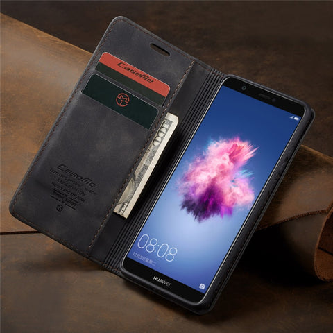 CASEME 013 Series Auto-absorbed PU Leather Wallet Stand Case for Huawei P Smart (2017) / Enjoy 7S