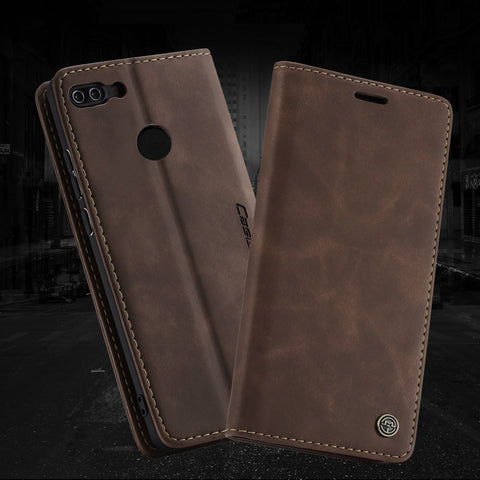 CASEME 013 Series Auto-absorbed PU Leather Wallet Stand Case for Huawei P Smart (2017) / Enjoy 7S