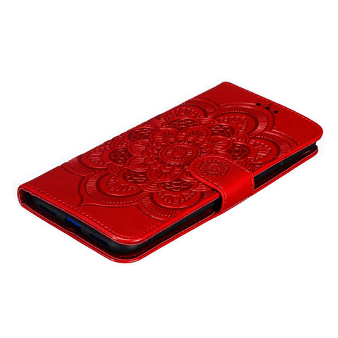 For Huawei Y7 (2019) Imprint Mandala Flower Leather Wallet Case Phone Cover