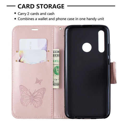 Imprint Butterfly Leather Wallet Case for Huawei P Smart Plus 2019 / Enjoy 9s/ Maimang 8 / Honor 10i