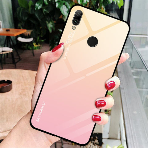 Gradient Color Glass + PC + TPU Hybrid Case for Huawei Y7 (2019)