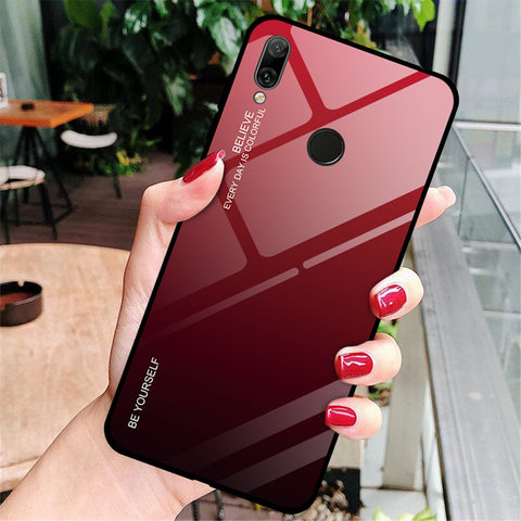 Gradient Color Glass + PC + TPU Hybrid Case for Huawei Y7 (2019)
