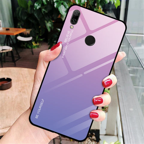 Gradient Color Glass + PC + TPU Hybrid Case for Huawei Y7 (2019)