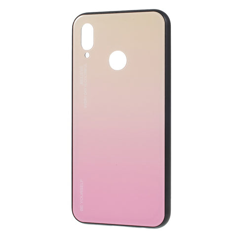 For Huawei P20 Lite / Nova 3e Gradient Color Glass + PC + TPU Hybrid Case