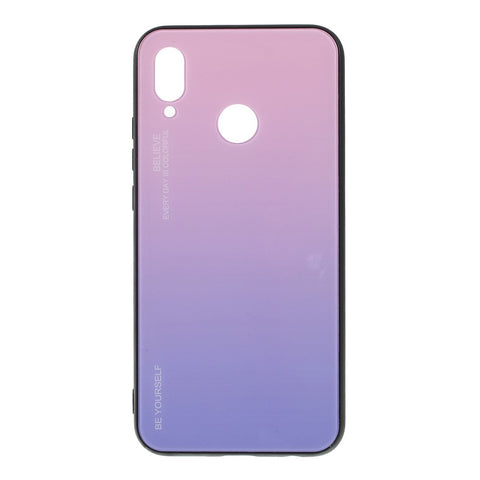 For Huawei P20 Lite / Nova 3e Gradient Color Glass + PC + TPU Hybrid Case