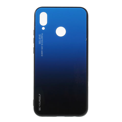 For Huawei P20 Lite / Nova 3e Gradient Color Glass + PC + TPU Hybrid Case
