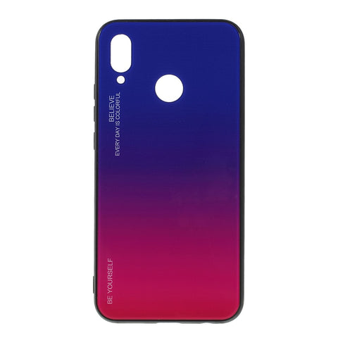 For Huawei P20 Lite / Nova 3e Gradient Color Glass + PC + TPU Hybrid Case