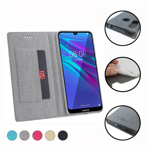 VILI DMX Cross Texture Leather Card Holder Phone Cover for Huawei Y7 (2019)/Y7 Prime(2019)