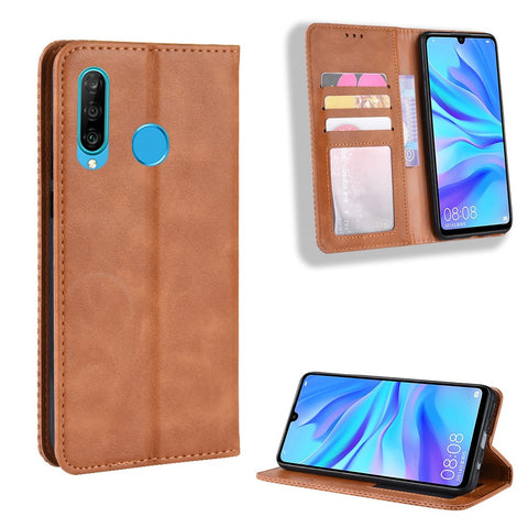 Vintage Style Leather Wallet Case for Huawei Honor 20 Lite