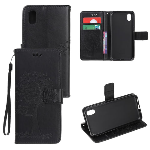 Imprint Tree Owl Leather Wallet Case for Huawei Y5 (2019) / Honor 8S