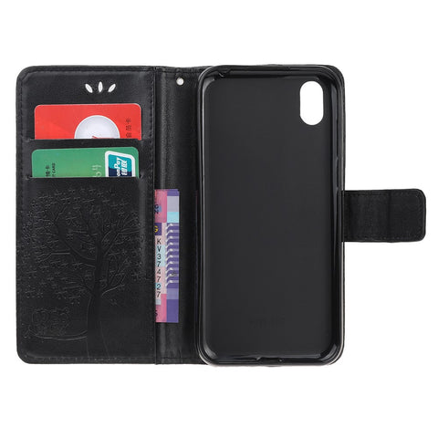 Imprint Tree Owl Leather Wallet Case for Huawei Y5 (2019) / Honor 8S
