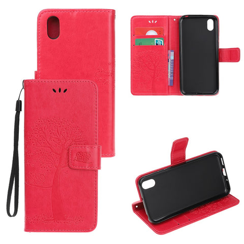 Imprint Tree Owl Leather Wallet Case for Huawei Y5 (2019) / Honor 8S