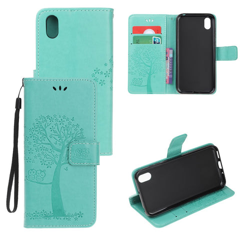 Imprint Tree Owl Leather Wallet Case for Huawei Y5 (2019) / Honor 8S