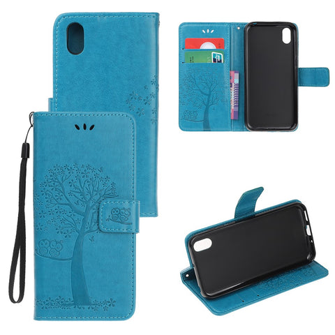 Imprint Tree Owl Leather Wallet Case for Huawei Y5 (2019) / Honor 8S