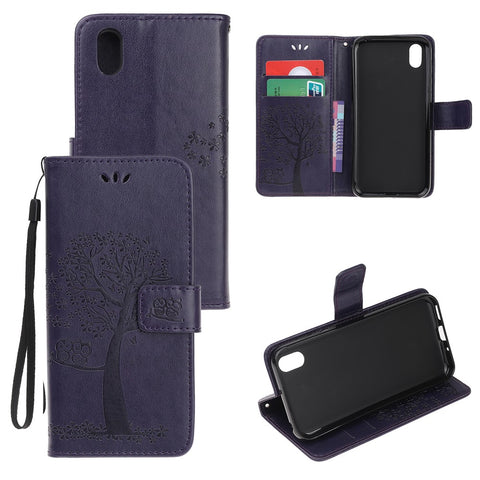 Imprint Tree Owl Leather Wallet Case for Huawei Y5 (2019) / Honor 8S