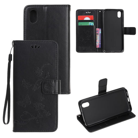 Imprint Butterfly Flowers Leather Wallet Case for Huawei Y5 (2019) / Honor 8S