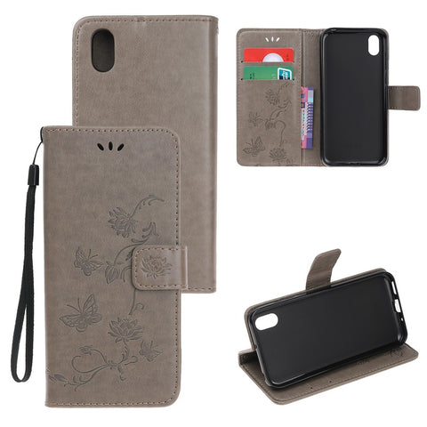 Imprint Butterfly Flowers Leather Wallet Case for Huawei Y5 (2019) / Honor 8S