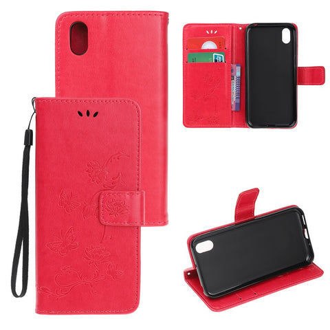 Imprint Butterfly Flowers Leather Wallet Case for Huawei Y5 (2019) / Honor 8S