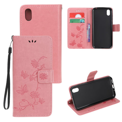 Imprint Butterfly Flowers Leather Wallet Case for Huawei Y5 (2019) / Honor 8S
