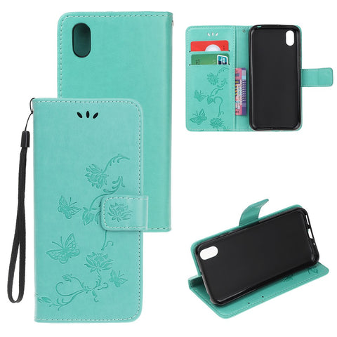Imprint Butterfly Flowers Leather Wallet Case for Huawei Y5 (2019) / Honor 8S