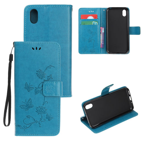 Imprint Butterfly Flowers Leather Wallet Case for Huawei Y5 (2019) / Honor 8S