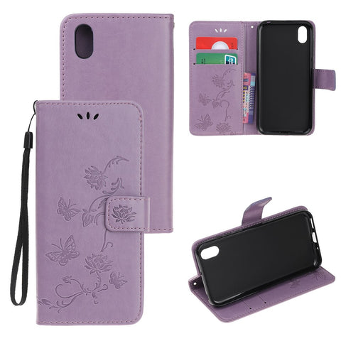 Imprint Butterfly Flowers Leather Wallet Case for Huawei Y5 (2019) / Honor 8S