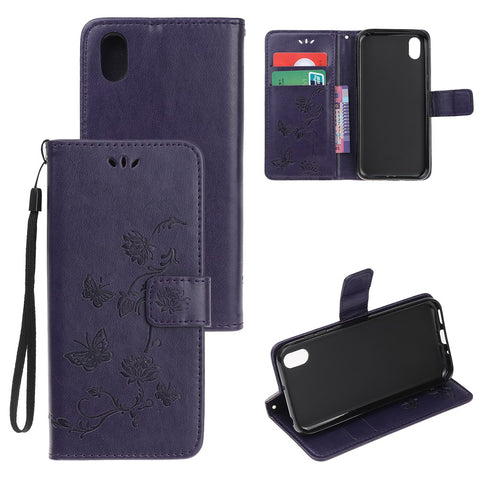 Imprint Butterfly Flowers Leather Wallet Case for Huawei Y5 (2019) / Honor 8S