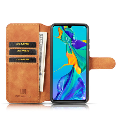 DG.MING Retro Style Leather Wallet Stand Case for Huawei P30 Lite New Edition/P30 Lite/nova 4e