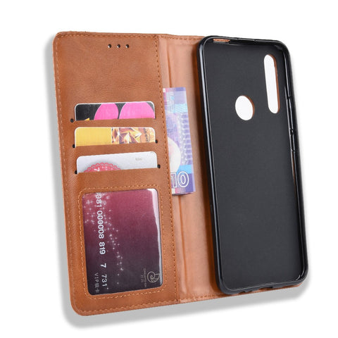 Auto-absorbed Vintage Style PU Leather Wallet Case for Huawei Honor 9X (Global)/ P Smart Z / Y9 Prime 2019 /Enjoy 10 Plus
