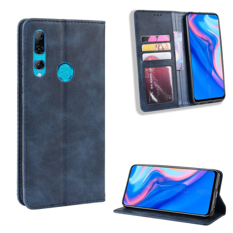 Auto-absorbed Vintage Style PU Leather Wallet Case for Huawei Honor 9X (Global)/ P Smart Z / Y9 Prime 2019 /Enjoy 10 Plus