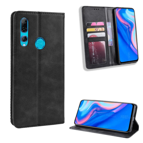 Auto-absorbed Vintage Style PU Leather Wallet Case for Huawei Honor 9X (Global)/ P Smart Z / Y9 Prime 2019 /Enjoy 10 Plus