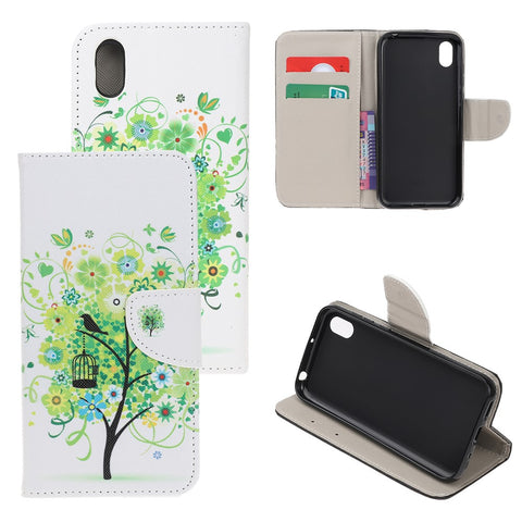 Pattern Printing Cross Texture Leather Wallet Case for Huawei Y5 (2019)