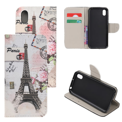Pattern Printing Cross Texture Leather Wallet Case for Huawei Y5 (2019)