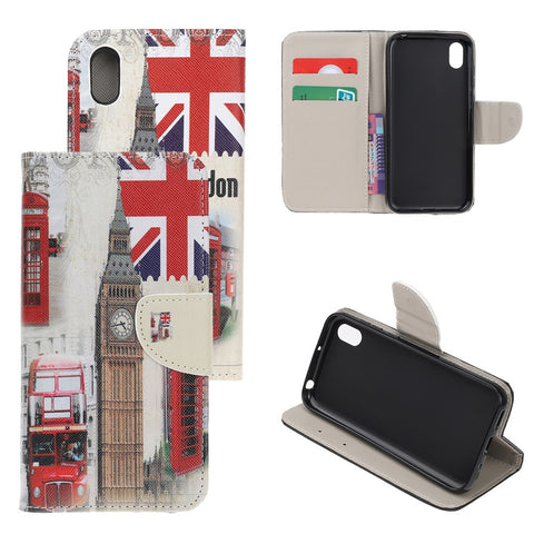 Pattern Printing Cross Texture Leather Wallet Case for Huawei Y5 (2019)
